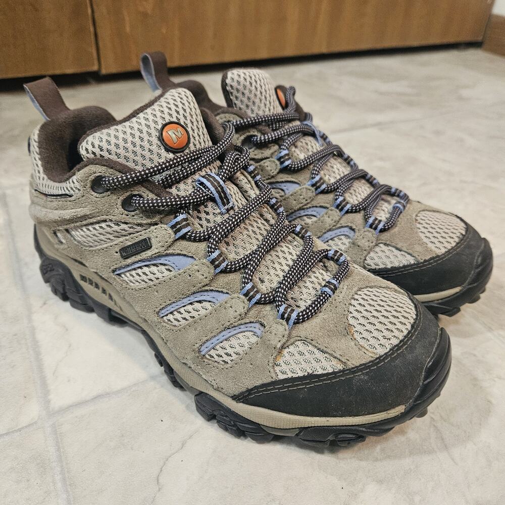 Merrell Moab Waterproof Hiking Shoes Women's Size 7 Dusty Olive J88796 Vibram